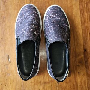 Tory Burch Flash Allover 41158125 Sz 6.5 M Black Flat Sneakers Shoes Women